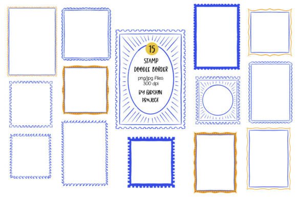 Download 15 Stamp Doodle Border PNG JPG – Cute Po - Premium Bundle